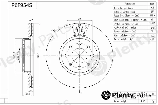 Aisin P6F954S — Brake Disc Premium ADVICS by AISIN