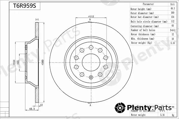 Aisin T6R959S — Brake Disc Premium ADVICS by AISIN