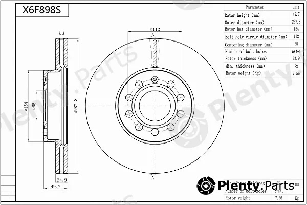 Aisin X6F898S — Brake Disc Premium ADVICS by AISIN