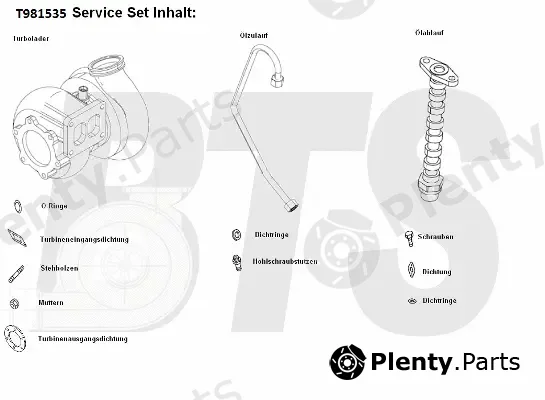 BTS Turbo T981535 — Charger, charging (supercharged/turbocharged) TURBO SERVICE SET ORIGINAL