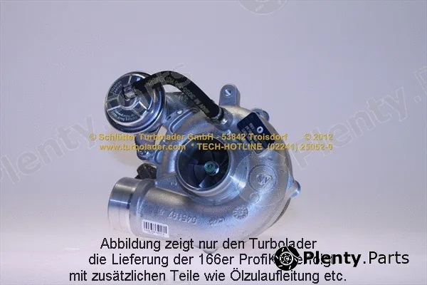 Schlütter Turbolader 166-00165 — Charger, charging (supercharged/turbocharged) PROFI KIT - with new org. BorgWarner Turbocharger