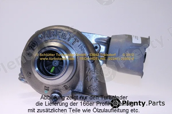 Schlütter Turbolader 166-00065 — Charger, charging (supercharged/turbocharged) PROFI KIT - with org. NEW GARRETT Turbo