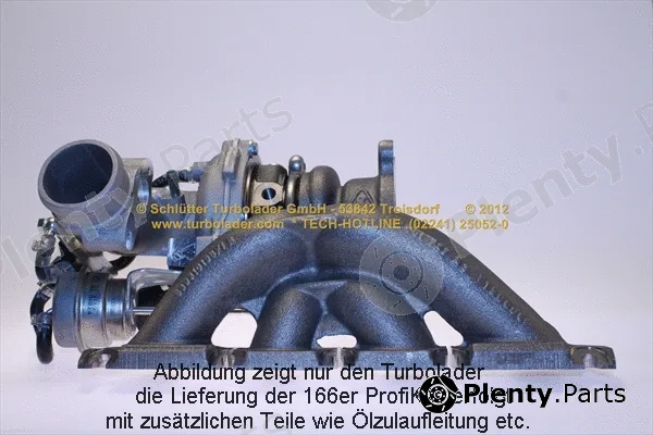 Schlütter Turbolader 166-06040 — Charger, charging (supercharged/turbocharged) PROFI KIT - with new org. BorgWarner Turbocharger