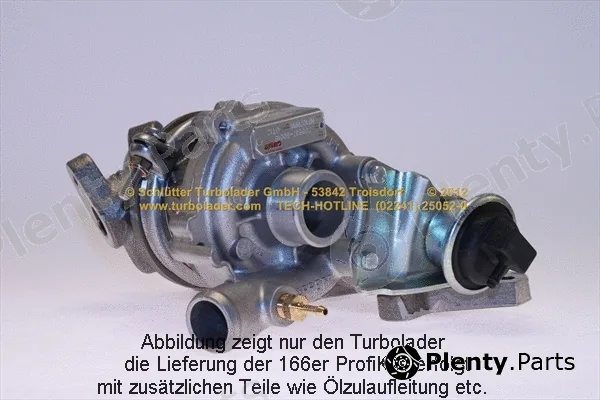 Schlütter Turbolader 166-00485 — Charger, charging (supercharged/turbocharged) PROFI KIT - with org. NEW GARRETT Turbo