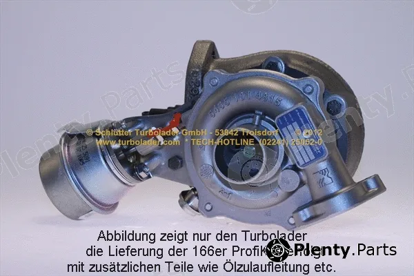 Schlütter Turbolader 166-00316 — Charger, charging (supercharged/turbocharged) PROFI KIT - with new org. BorgWarner Turbocharger