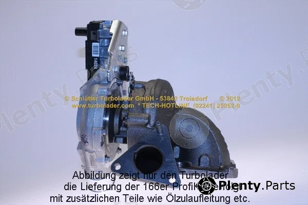 Schlütter Turbolader 166-00055 — Charger, charging (supercharged/turbocharged) PROFI KIT - with org. NEW GARRETT Turbo