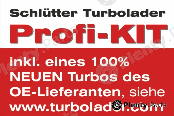 Schlütter Turbolader 166-00121 — Charger, charging (supercharged/turbocharged) PROFI KIT - with org. NEW GARRETT Turbo
