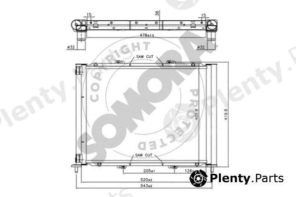 Somora 241040B — Radiator, engine cooling