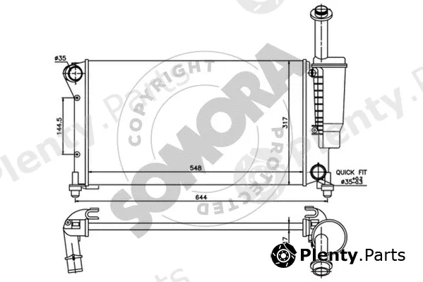 Somora 080540D — Radiator, engine cooling