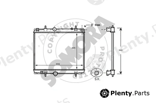 Somora 085140B — Radiator, engine cooling