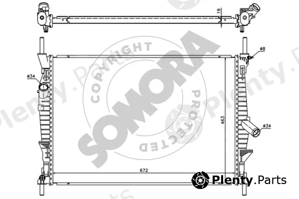 Somora 094540B — Radiator, engine cooling