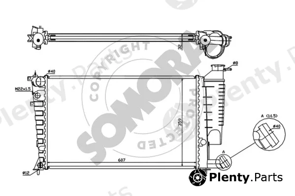 Somora 220540F — Radiator, engine cooling
