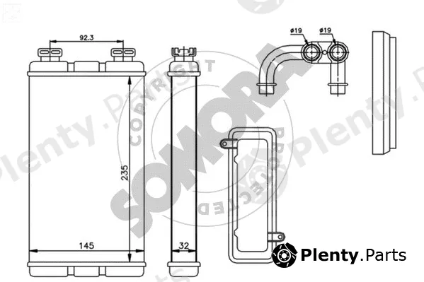 Somora 040350B — Heat Exchanger, interior heating