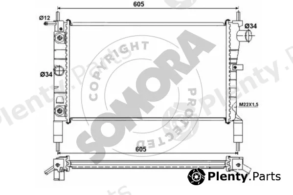 Somora 211540D — Radiator, engine cooling