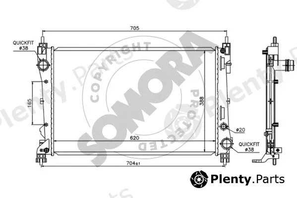 Somora 088240 — Radiator, engine cooling
