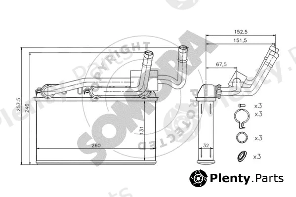 Somora 043250 — Heat Exchanger, interior heating