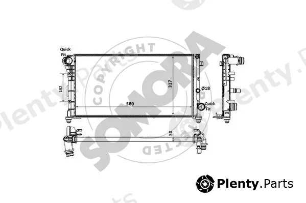 Somora 080540A — Radiator, engine cooling