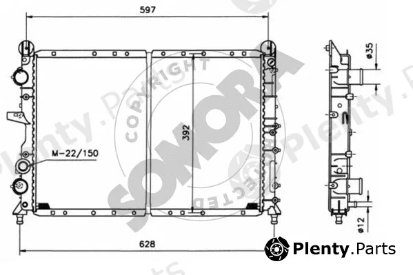 Somora 087540B — Radiator, engine cooling