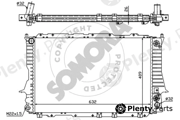 Somora 020840B — Radiator, engine cooling