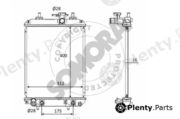 Somora 076040A — Radiator, engine cooling
