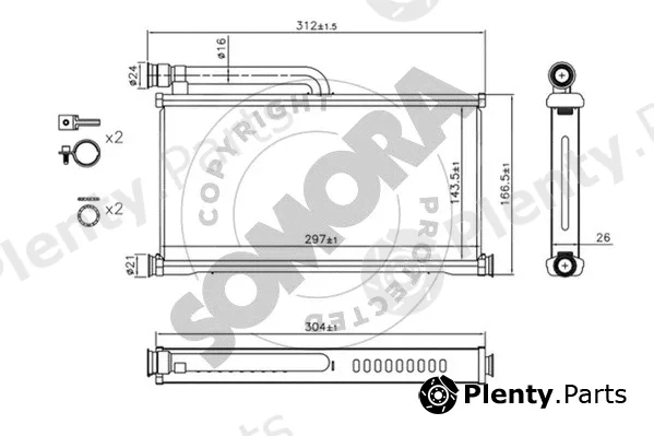 Somora 021050 — Heat Exchanger, interior heating