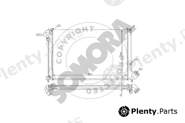 Somora 052240D — Radiator, engine cooling