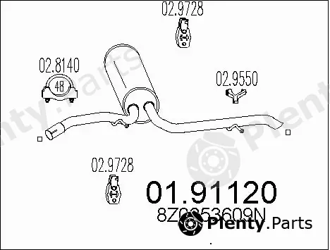 MTS 01.91120 — Rear Muffler