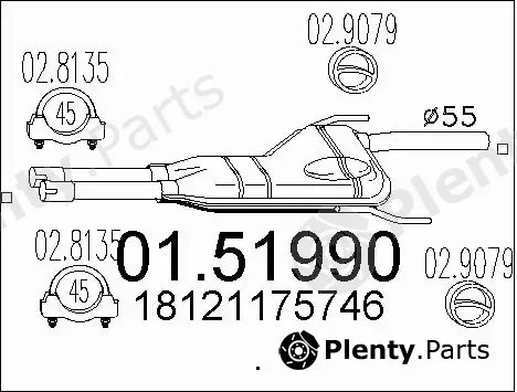 MTS 01.51990 — Centre Muffler