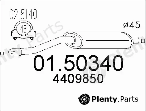 MTS 01.50340 — Centre Muffler