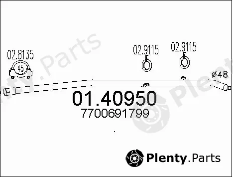 MTS 01.40950 — Exhaust Pipe