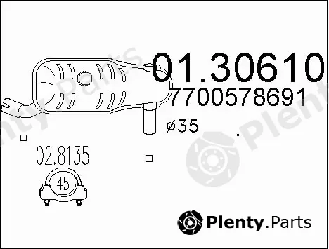 MTS 01.30610 — Front Muffler
