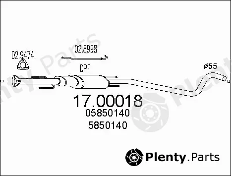 MTS 17.00018 — Soot/Particulate Filter, exhaust system