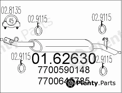 MTS 01.62630 — Rear Muffler