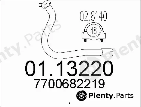 MTS 01.13220 — Exhaust Pipe