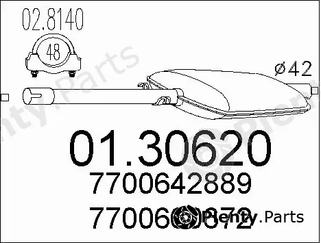 MTS 01.30620 — Front Muffler