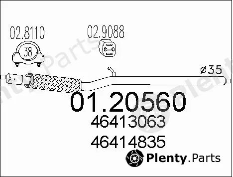 MTS 01.20560 — Exhaust Pipe