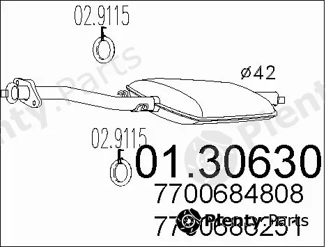 MTS 01.30630 — Front Muffler