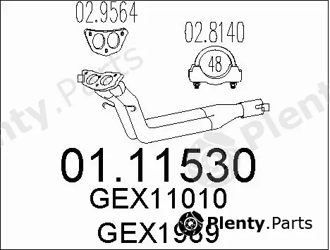 MTS 01.11530 — Exhaust Pipe