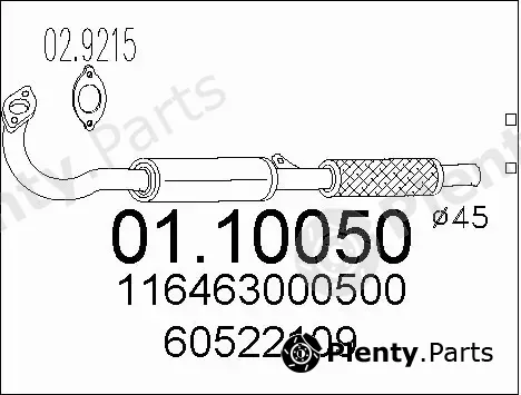 MTS 01.10050 — Exhaust Pipe