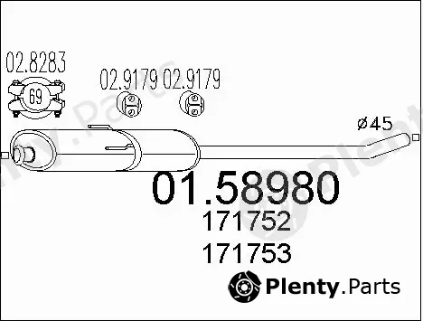 MTS 01.58980 — Centre Muffler