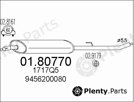 MTS 01.80770 — Centre Muffler