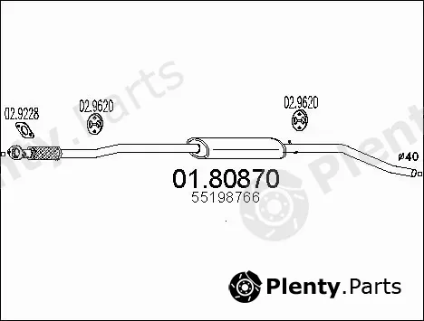 MTS 01.80870 — Centre Muffler