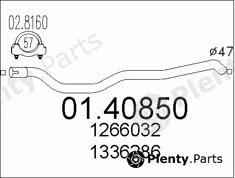 MTS 01.40850 — Exhaust Pipe