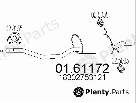MTS 01.61172 — Rear Muffler