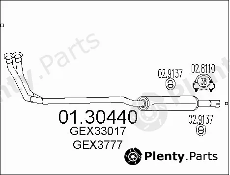 MTS 01.30440 — Front Muffler
