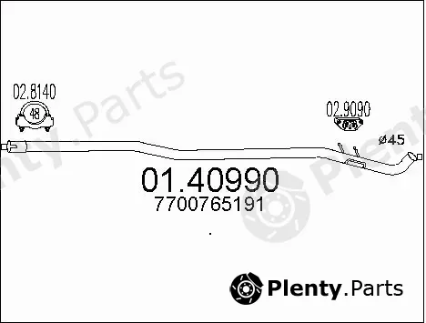 MTS 01.40990 — Exhaust Pipe