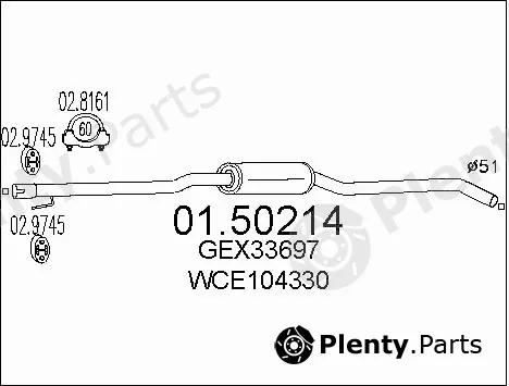 MTS 01.50214 — Centre Muffler
