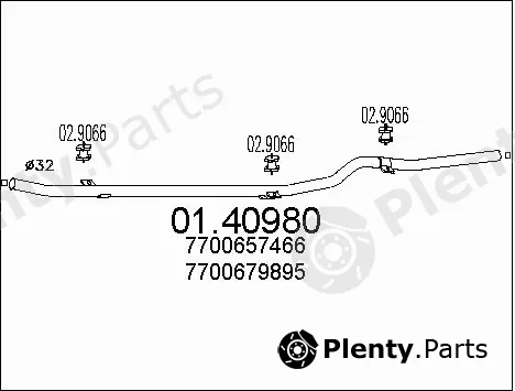 MTS 01.40980 — Exhaust Pipe