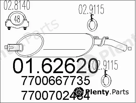 MTS 01.62620 — Rear Muffler