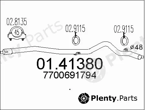 MTS 01.41380 — Exhaust Pipe
